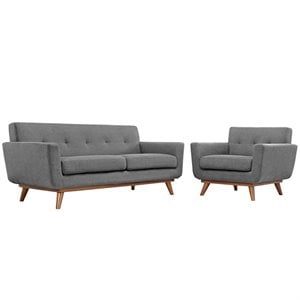 Maklaine Contemporary Fabric 2-Piece Sofa Set in Expectation Gray