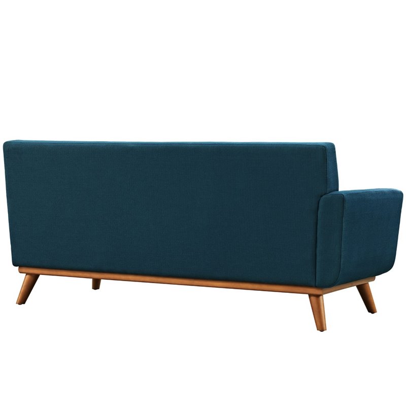 Maklaine 5-Piece Fabric and Rubberwood Living Room Set in Azure Blue