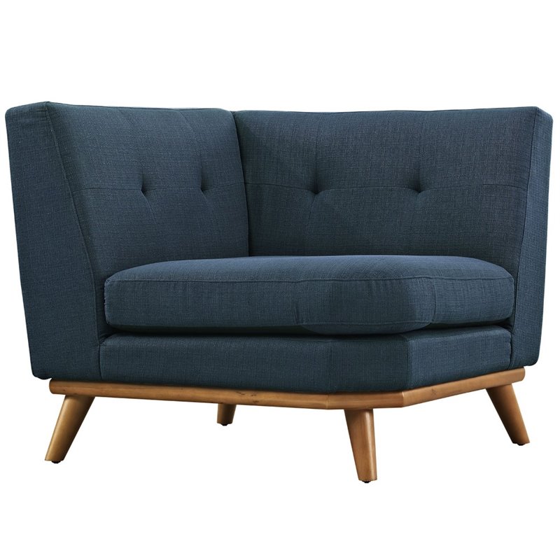 Maklaine 5-Piece Fabric and Rubberwood Living Room Set in Azure Blue