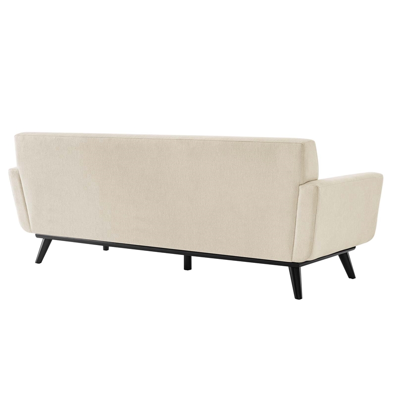 Maklaine Contemporary Tufted Back Textured Fabric Sofa in Beige