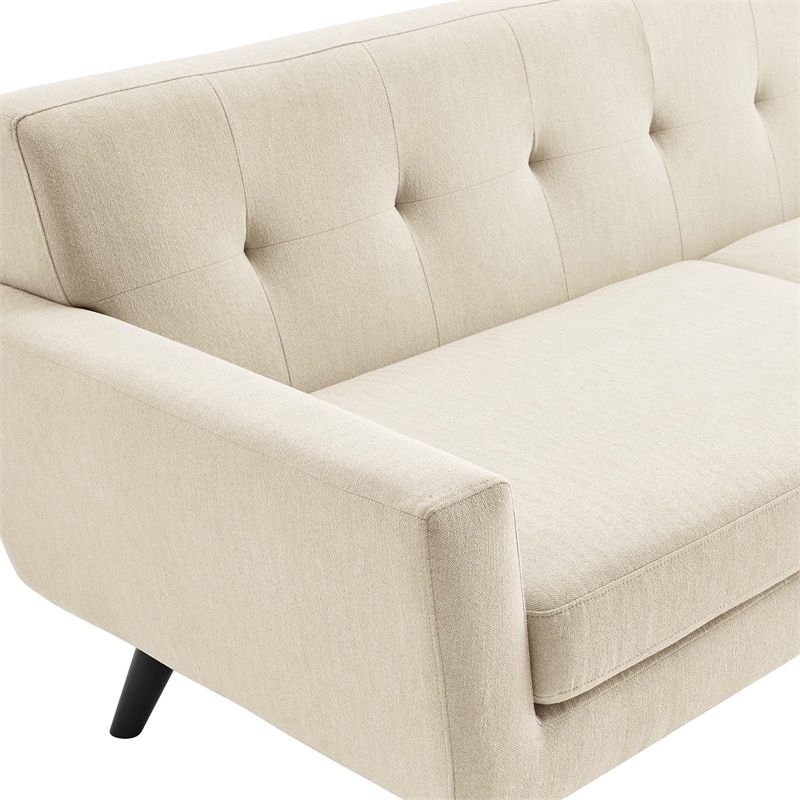 Maklaine Contemporary Tufted Back Textured Fabric Sofa in Beige
