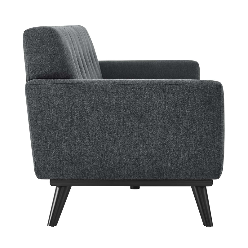 Maklaine Modern Tufted Back Textured Fabric Sofa in Charcoal