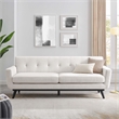 Maklaine Contemporary Tufted Back Textured Fabric Sofa in Ivory