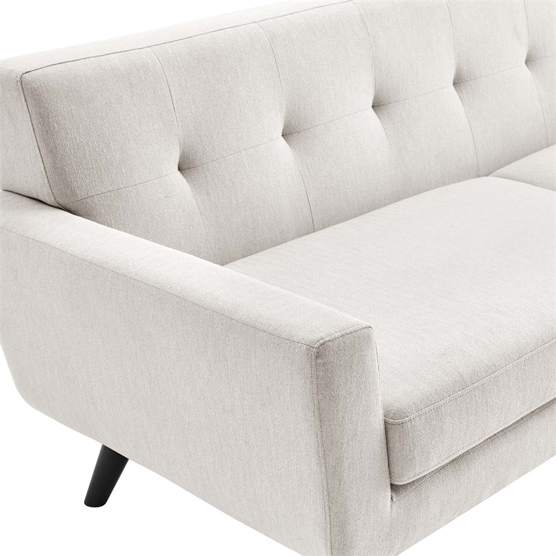Maklaine Contemporary Tufted Back Textured Fabric Sofa in Ivory