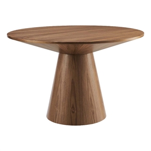 Maklaine Contemporary 47&quot Round MDF Wood Dining Table in Walnut