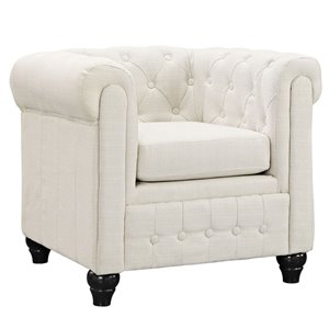 Maklaine Modern / Contemporary Upholstered Fabric Armchair in Beige