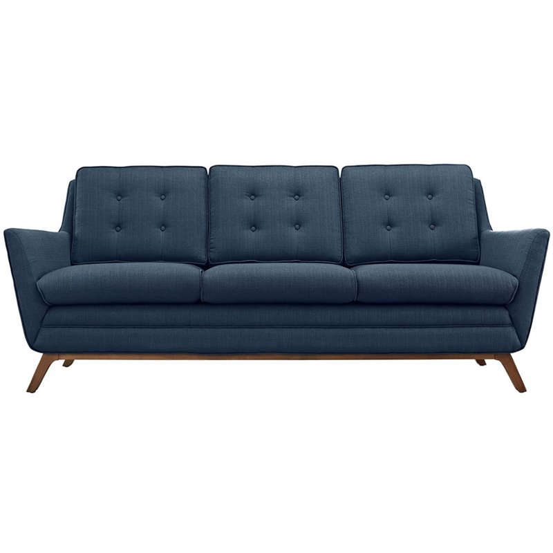 Maklaine Modern Finely Upholstered Fabric Sofa in Azure Blue
