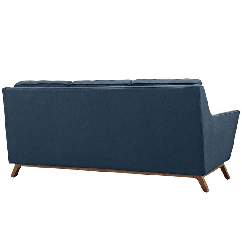 Maklaine Modern Finely Upholstered Fabric Sofa in Azure Blue
