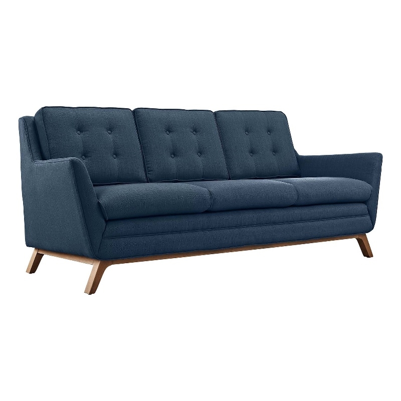Maklaine Modern Finely Upholstered Fabric Sofa in Azure Blue