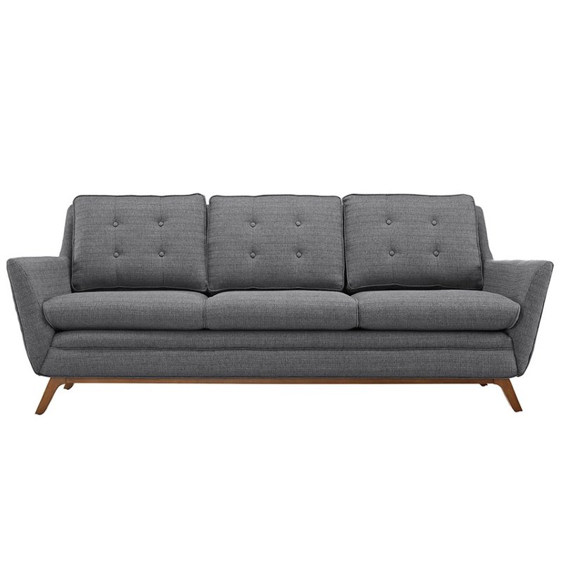 Maklaine Contemporary Finely Upholstered Fabric Sofa in Gray