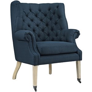 Maklaine Contemporary Upholstered Accent Chair with Casters in Azure