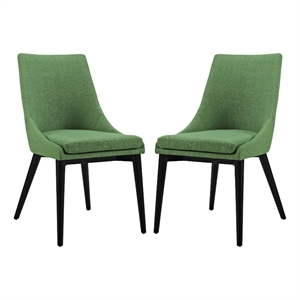 Maklaine 19&quot Fabric Dining Side Chair in BlackKelly Green (Set of 2)