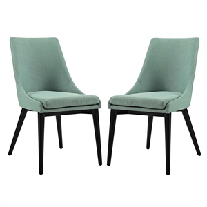 Maklaine 19&quot Fabric Dining Side Chair in Black & Laguna Green (Set of 2)