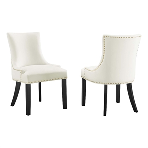 Maklaine 20.5&quot Velvet Dining Side Chairs in White/Black (Set of 2)