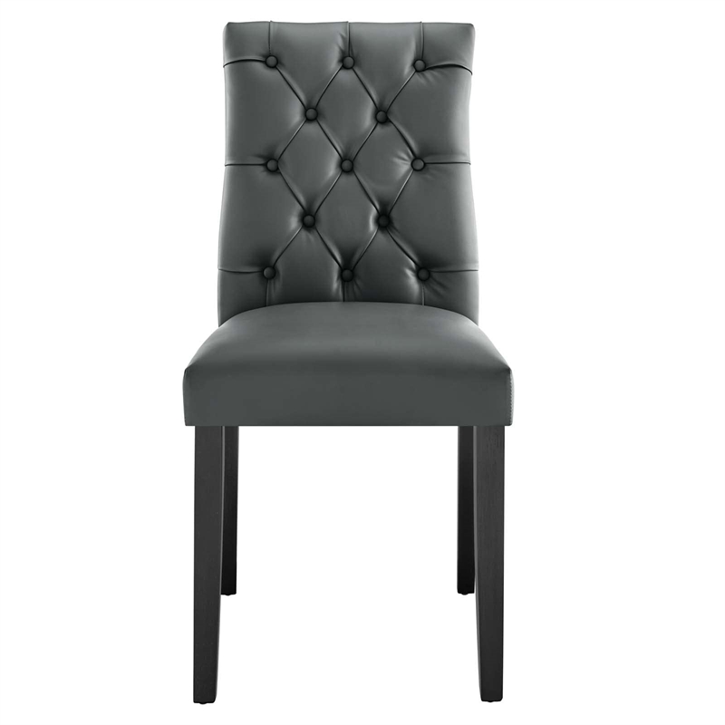 Maklaine Solid Wood and Vinyl Dining Chairs in Gray (Set of 2)