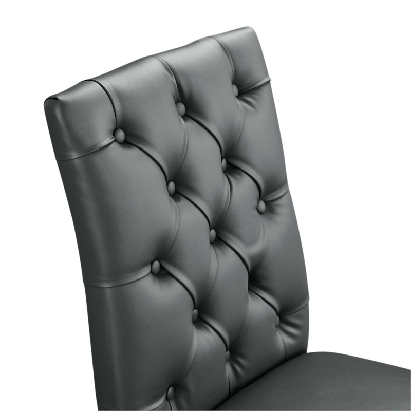 Maklaine Solid Wood and Vinyl Dining Chairs in Gray (Set of 2)