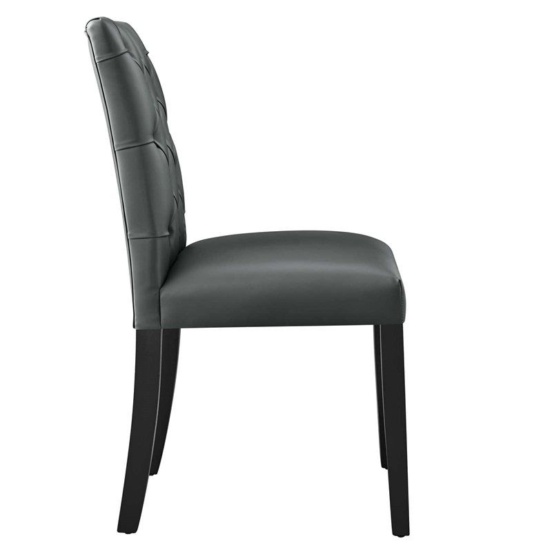 Maklaine Solid Wood and Vinyl Dining Chairs in Gray (Set of 2)