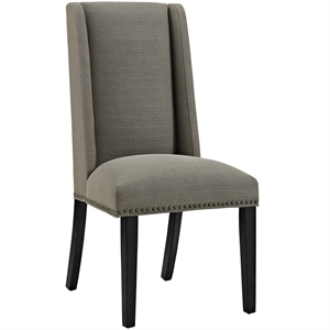 Maklaine 20.5&quot Solid Rubberwood and Polyester Fabric Dining Chair in Granite