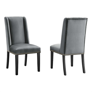 Maklaine 19.5&quot Modern Velvet Dining Chairs in Gray/Black (Set of 2)