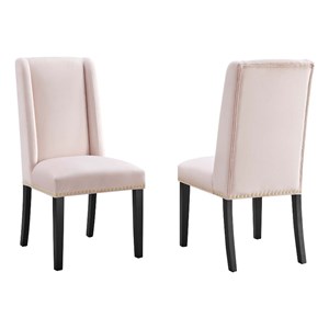 Maklaine 19.5&quot Modern Velvet Dining Chairs in Pink/Black (Set of 2)