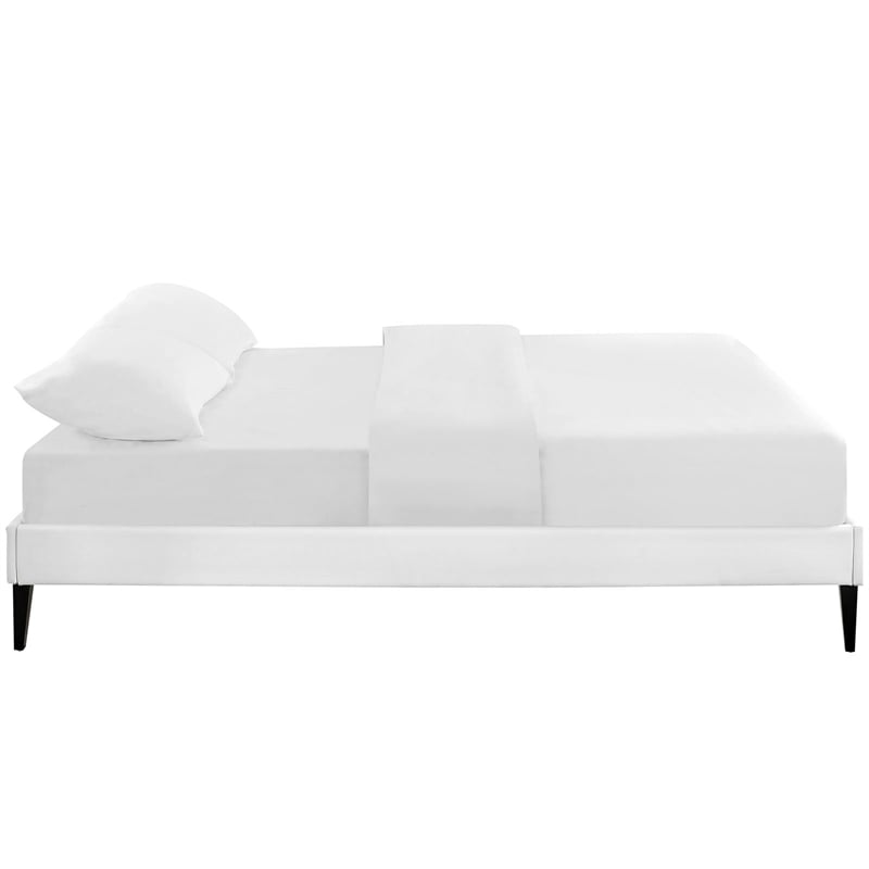 Maklaine Faux Leather Upholstered Full Platform Bed in White