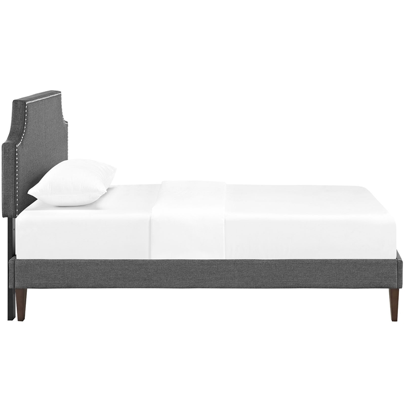 Maklaine Fabric Twin Platform Bed with Squared Tapered Legs in Gray