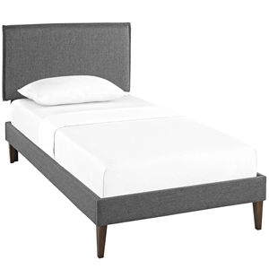 Maklaine Contemporary Fabric Upholstered Twin Platform Bed in Gray