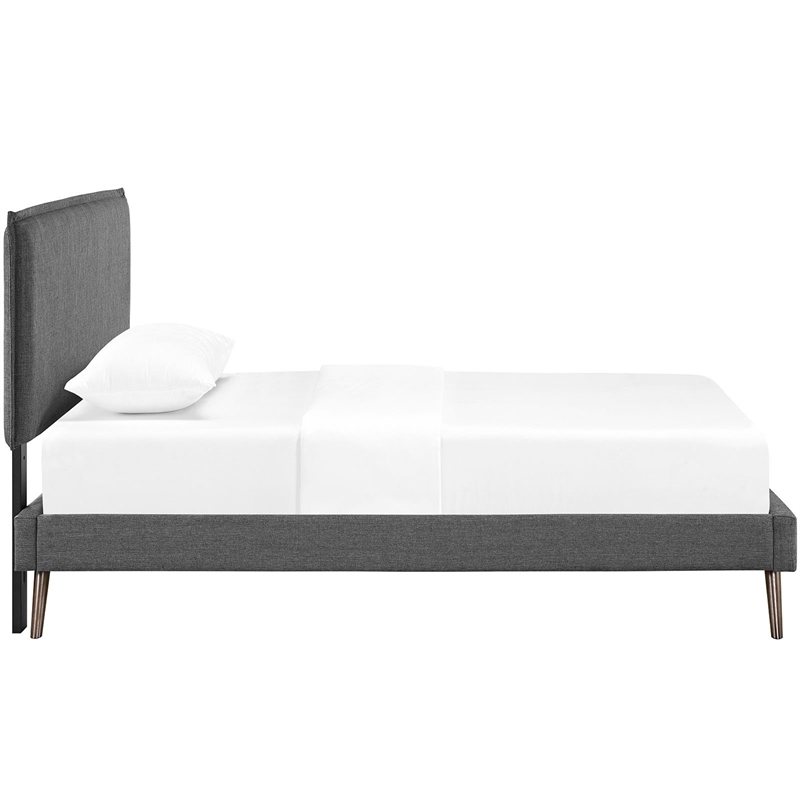Maklaine Contemporary Polyester Upholstered Twin Platform Bed in Gray