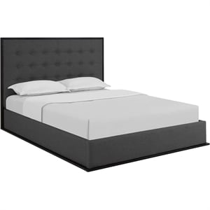 Maklaine Fabric Upholstered Queen Bed in Cappuccino and Smoke