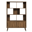 Maklaine Modern / Contemporary Bookcase with Sliding Doors in Walnut