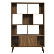 Maklaine Modern / Contemporary Bookcase with Sliding Doors in Walnut