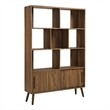 Maklaine Modern / Contemporary Bookcase with Sliding Doors in Walnut