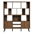 Maklaine Modern / Contemporary Bookcase with Sliding Doors in Walnut