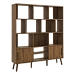 Maklaine Modern / Contemporary Bookcase with Sliding Doors in Walnut