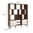 Maklaine Contemporary Bookcase with Sliding Doors in Walnut Linen