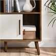 Maklaine Contemporary Bookcase with Sliding Doors in Walnut Linen