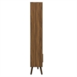 Maklaine Contemporary Bookcase with Sliding Doors in Walnut Linen