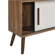 Maklaine Contemporary Bookcase with Sliding Doors in Walnut Linen