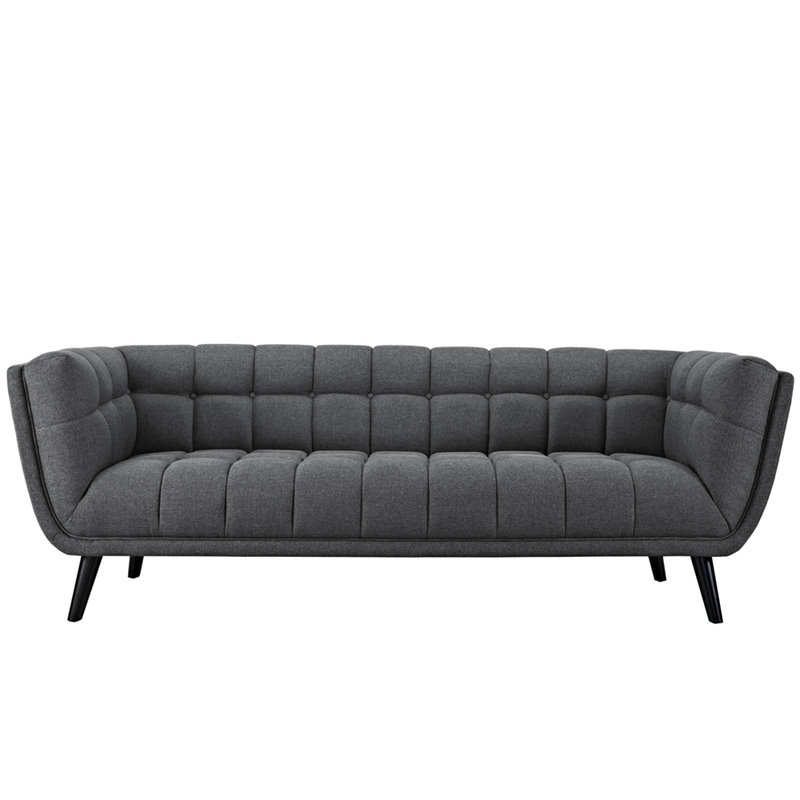 Maklaine Contemporary Upholstered Polyester Fabric Sofa in Gray