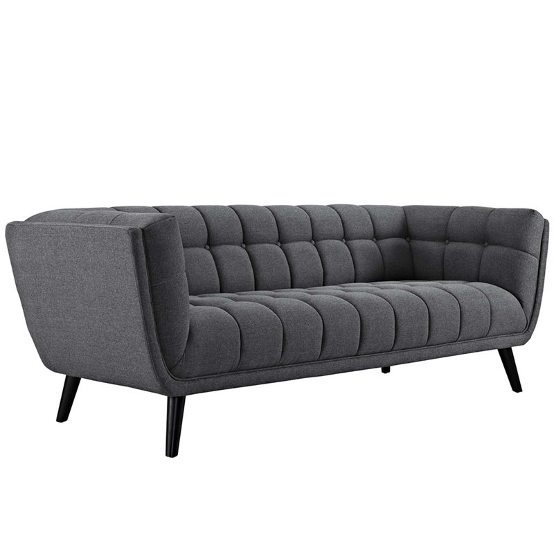 Maklaine Contemporary Upholstered Polyester Fabric Sofa in Gray
