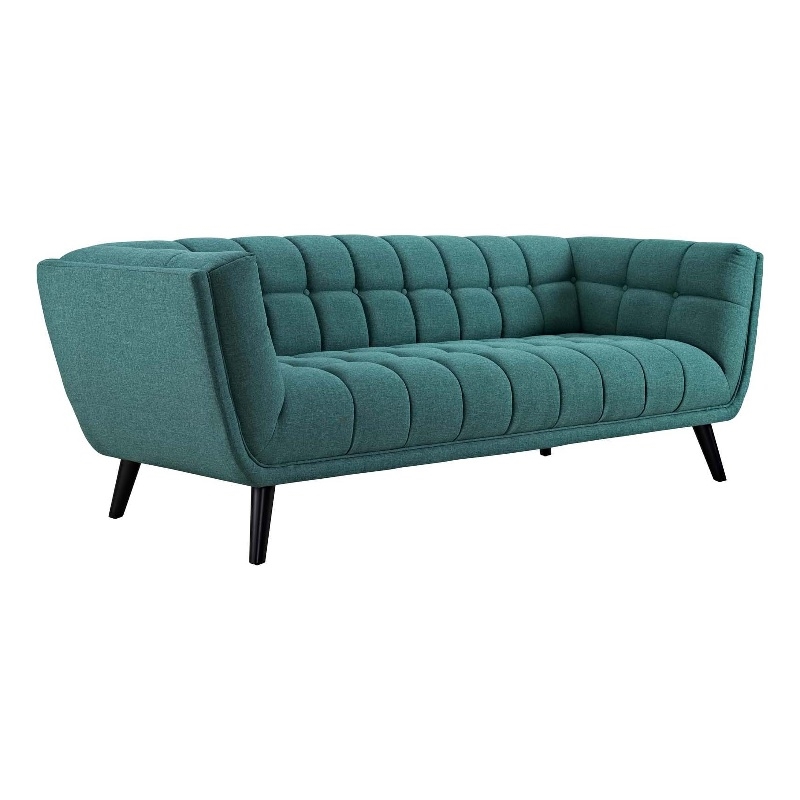 Maklaine Modern Upholstered Polyester Fabric Sofa in Teal Blue