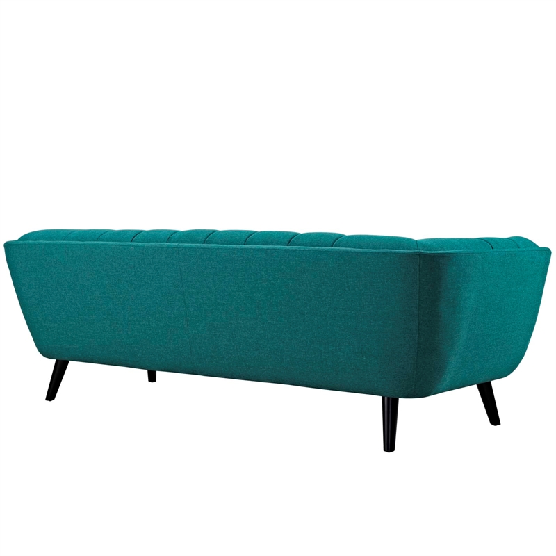Maklaine Modern Upholstered Polyester Fabric Sofa in Teal Blue