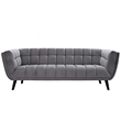 Maklaine Contemporary Performance Velvet Sofa in Gray Finish