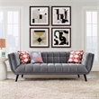 Maklaine Contemporary Performance Velvet Sofa in Gray Finish