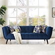 Maklaine Contemporary Performance Velvet Sofa in Navy Finish