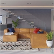 Maklaine Contemporary Faux Leather Sectional Sofa Set Set in Tan