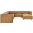 Maklaine Contemporary Faux Leather Sectional Sofa Set Set in Tan