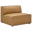 Maklaine Contemporary Faux Leather Sectional Sofa Set Set in Tan