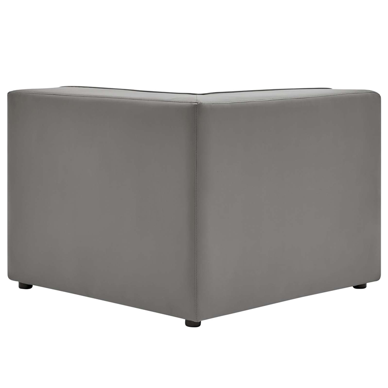 Maklaine Contemporary Faux Leather Corner Chair in Gray Finish