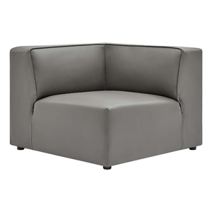 Maklaine Contemporary Faux Leather Corner Chair in Gray Finish